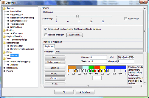 Optionen - bersichtskarte